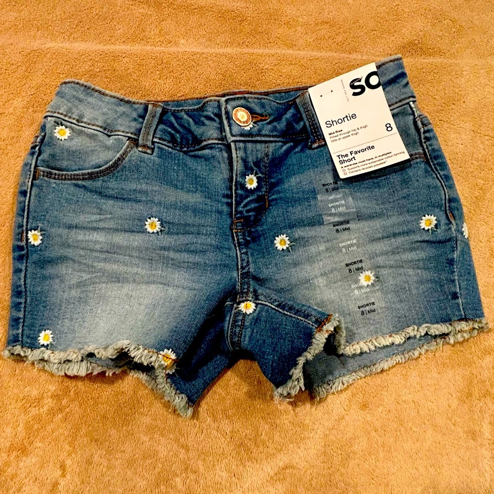 NWT Girls Denim Shorts, 8